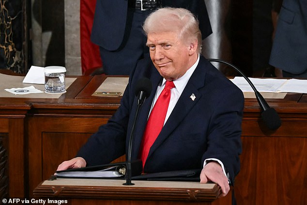 Trump delivers the State of the Union address in the House Chamber of the US Capitol in Washington, DC, on February 24