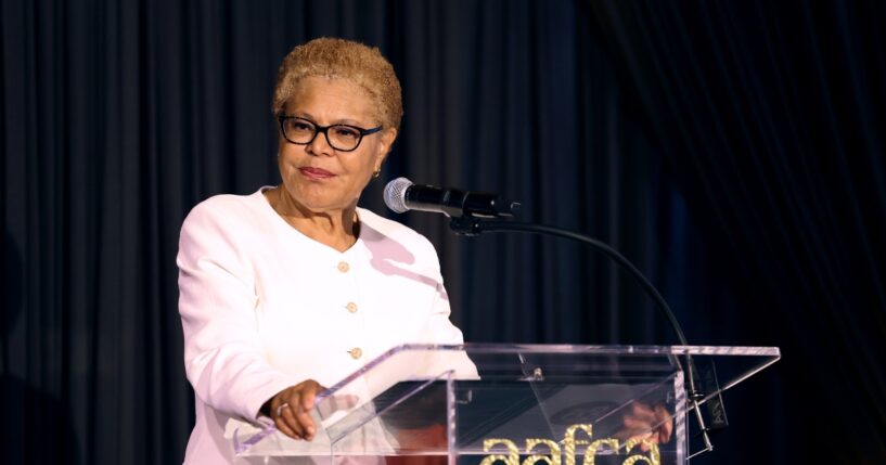 Karen Bass, Mayor of Los Angeles, speaks onstage during the 8th Annual AAFCA TV Honors at City Club LA on Aug. 8, 2026, in Los Angeles, California.
