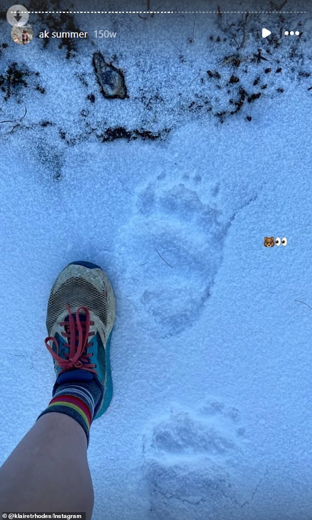 Klaire Rhodes shared photos of tracks from the trail where she narrowly escaped a terrifying brown bear attack.