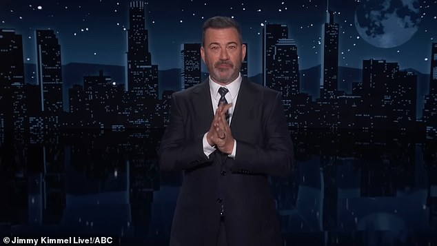 Trump demanded Kimmel's firing in April after the host mocked the president's age and joked about his wife Melania, saying: 'Mrs. Trump, you have a glow like an expectant widow'