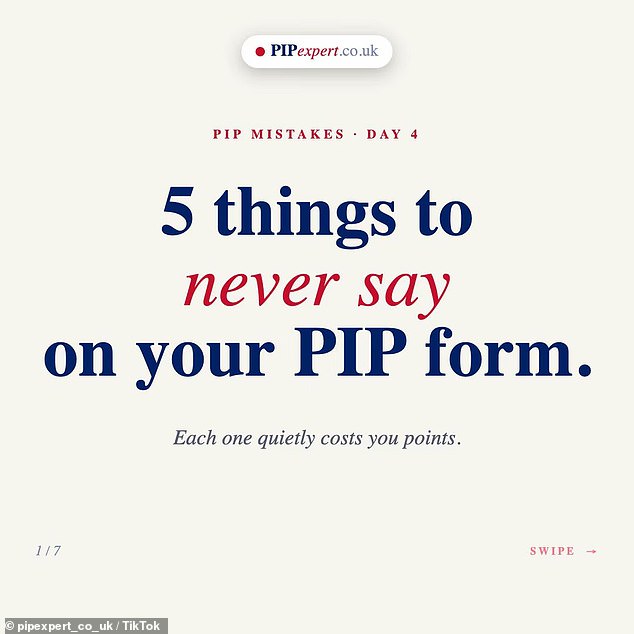 Pipexpert's TikTok account offers more advice to people applying for PIP payments