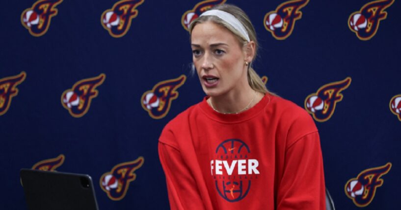 The Indiana Fever's Sophie Cunningham is pictured in a pre-game news conference July 31 in Portland, Oregon.