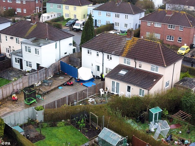 Police forensic tent at the scene in Blaise Walk, in Sea Mills, Bristol in February 2024