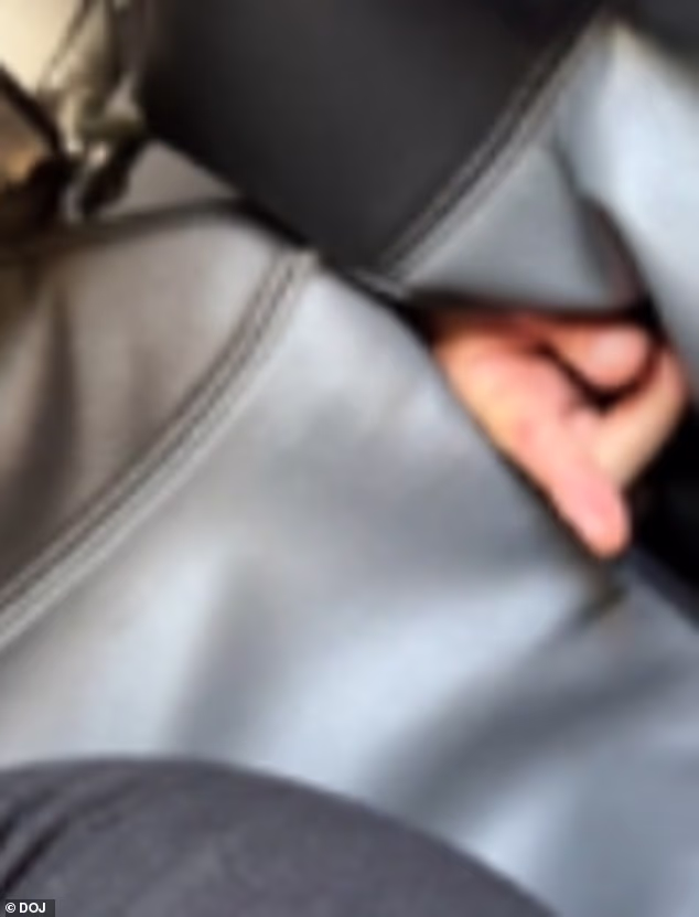 Footage captured by the victim showed Lefman's fingers wedged his fingers between the back and bottom of the seat in front of him