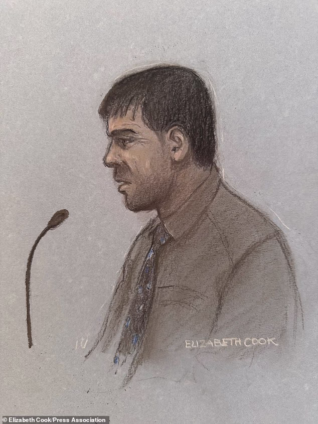 A court artist drawing of Chowdhury in court. At the peak of his employment, he was contracted to work a staggering 183 hours a week - despite there being only 168 hours in seven days