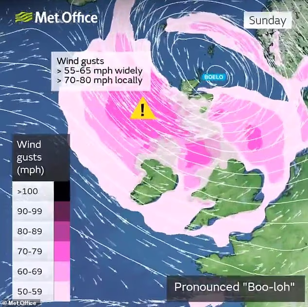 Met Office warnings for Storm Boelo begin at 6pm tomorrow and will run until 9pm on Sunday
