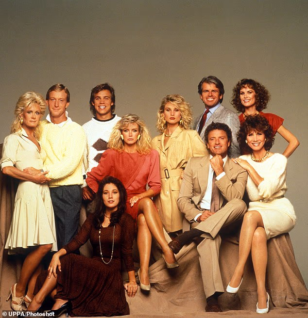 Devane (sixth from top right) is most known for his 10-year stint playing the character Greg Sumner on the hit primetime soap opera Knots Landing between 1983 and 1993