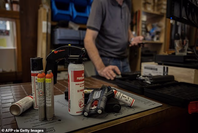 Shopkeepers are buying tear guns and sprays (pictured) to defend themselves from looters.