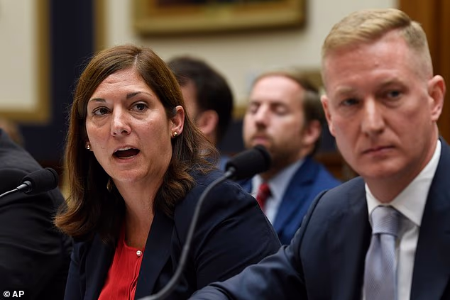 Then-FBI Deputy Assistant Director for Counterterrorism Nikki Floris testifies before Congress in 2019 alongside Adam Hickey, a former National Security official at DOJ