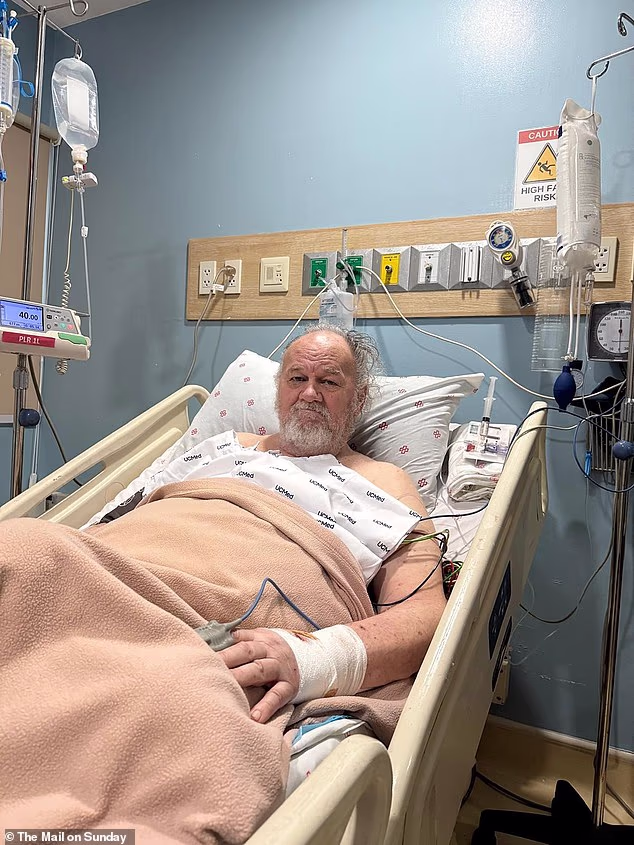 Thomas Sr recovering in a hospital bed after surgery in the Philippines last December