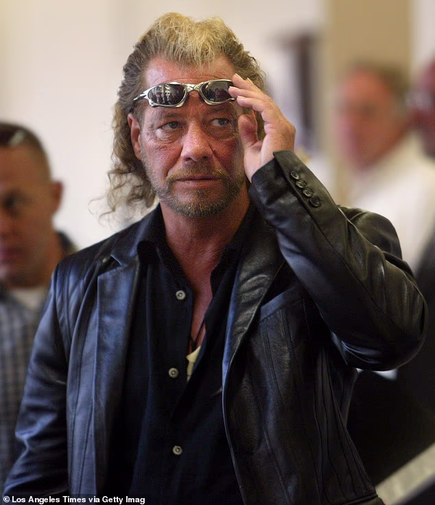 Luster, who fled to Mexico after his rampage, was famously dragged back to California by Duane 'Dog the Bounty Hunter' Chapman (above) and handed a 124-year sentence