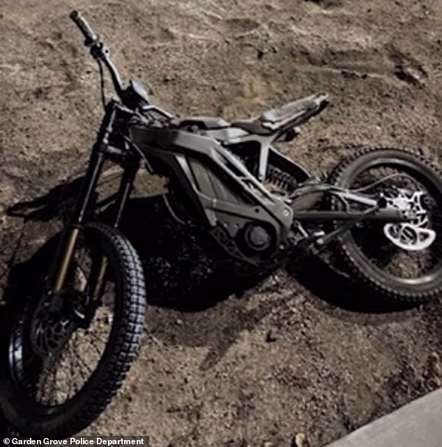 An image of his motorbike is seen here following the crash that claimed his life