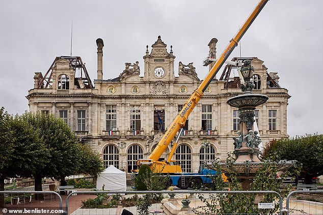 France is teetering on the edge of another revolution – this time driven by 'organised ultra-Left groups whose aim is to bring down the Republic' (Pictured: Limoges town hall in the aftermath of the flames)