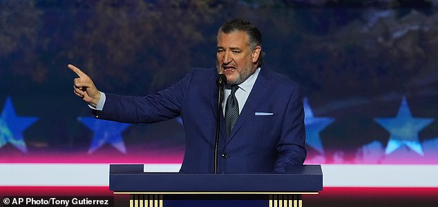 Sen. Ted Cruz, R-Texas, speaks at the Republican convention Thursday, Sept. 10, 2026, in Dallas. (AP Photo/Tony Gutierrez)