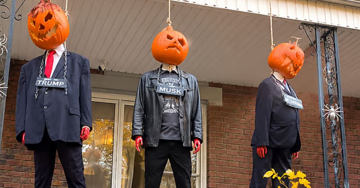 WATCH: Insane Halloween Display Features Hanging Pumpkin-Headed Effigies of Trump, Musk and Netanyahu