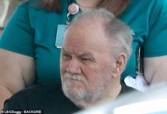 Thomas Markle is pictured exiting a care home in Lakeland, Florida, on Friday afternoon