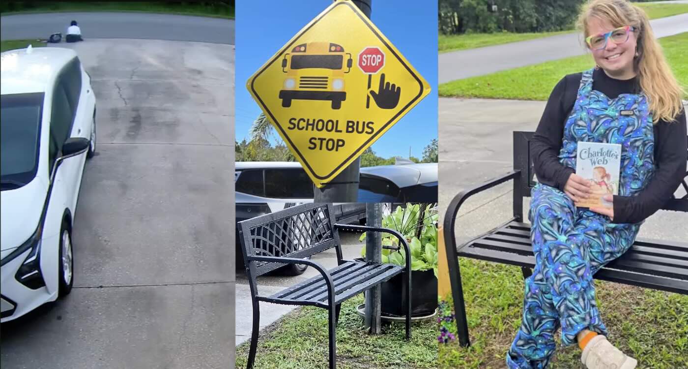 Girl Sitting in Dirt at Bus Stop Gets Surprise Bench From Couple – Camera Catches Jumps for Joy (WATCH)