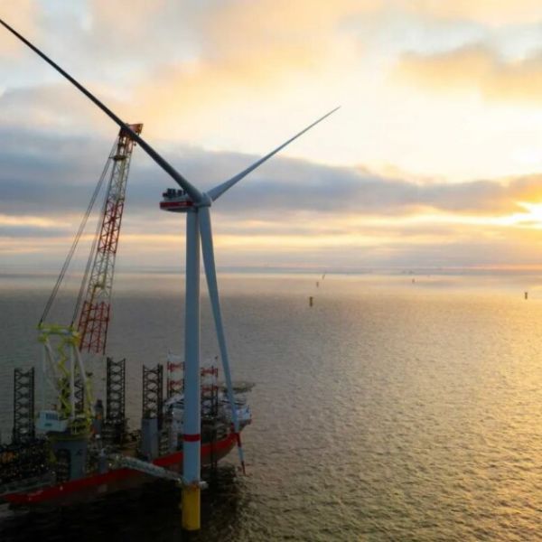 Capable of Powering 1.1 Million Homes, the First of 64 Offshore Wind Turbines Rises Above the North Sea